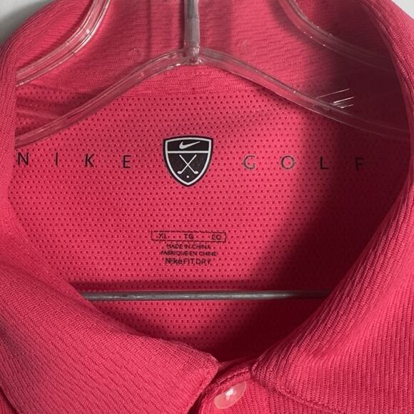 Nike Golf DriFIT Polo Shirt Men XL Pink Performance Knit Short Sleeve Swish Logo - Picture 5 of 10
